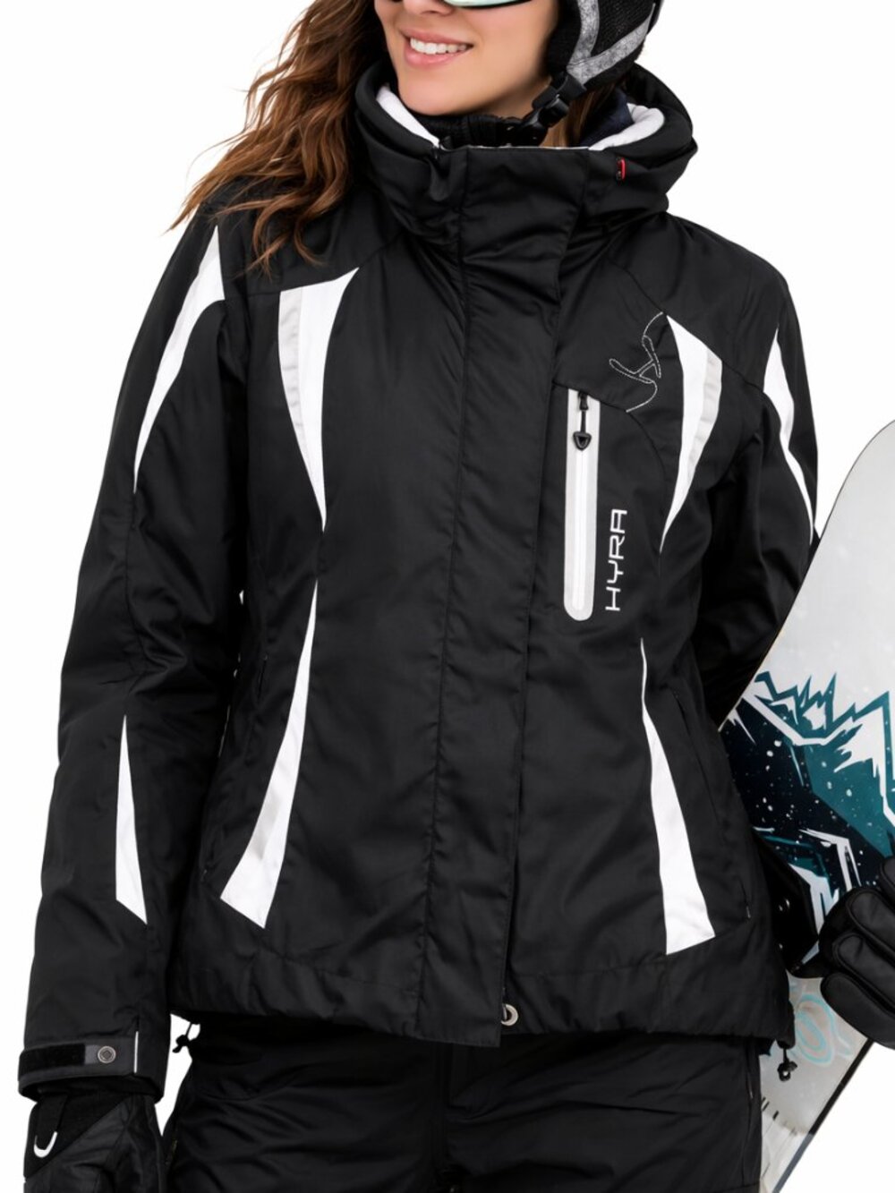 EUC Hyra Ski/Snowboarding Technical Jacket Black/White/Silver